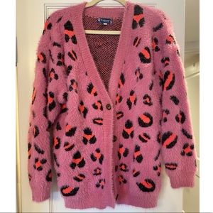 Leopard print acrylic cardigan